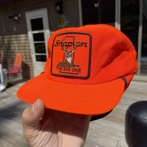 Vintage Snap On Tools "The Big One" Deer Buck Snapback Trucker Ear Flaps Hat Cap