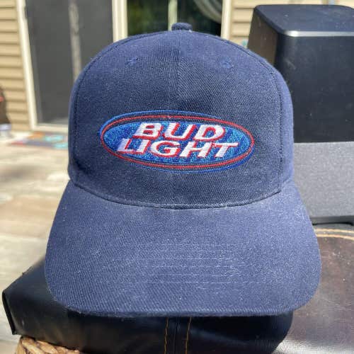 Bud Light Beer Plain Logo Embroidered Blue Snapback Hat Cap