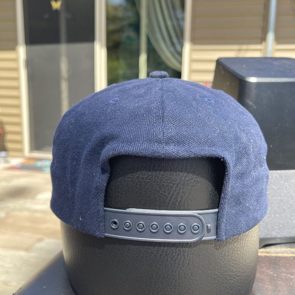 Embroidered Snap Back Hat - Navy Blue Blue/Heather Grey