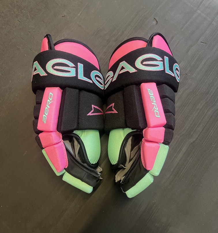 New Black/Pink/Mint Custom Eagle Aero Gloves (Made In Canada) (Gaero CP)