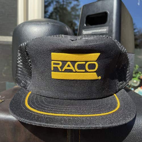 Vintage RACO Hat Snapback Foam Cap 3D Puff Print Trucker Steel Metal USA Unworn