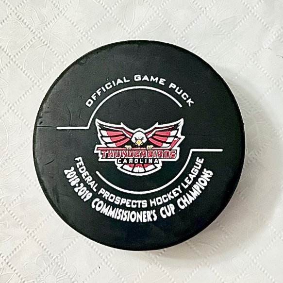 CAROLINA THUNDERBIRDS 2018-19 FPHL CHAMPIONS OFFICIAL GAME PUCK -10 YR ANNIV. OF THE FHL -Hockey