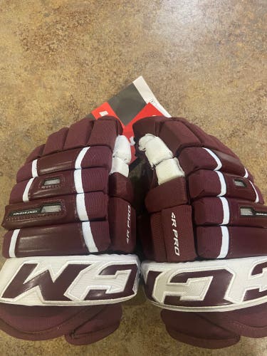 CCM 13"  HG 4R Pro Gloves Maroon And White