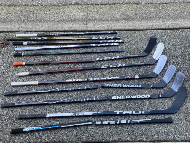 Bundle Of Broken Hockey sticks (CCM/BAUER/TRUE/SHERWOOD)
