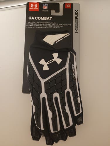 Under Armour Combat Linemen Football Gloves Black Adult Medium Linebacker BRAND NEW M Med Padded
