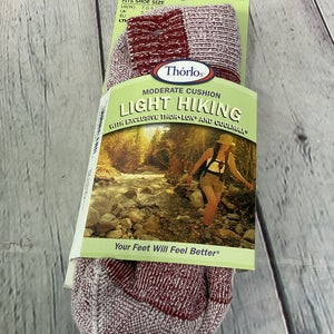 Thorlos Moderate Cushion Light Hiking Women’s Mini Crew Sock Size Medium 7-9 Red