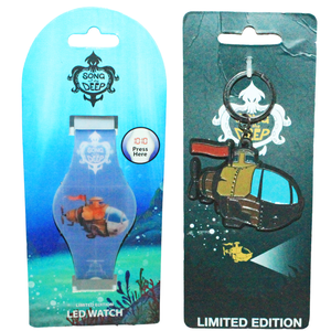 2 PC Lot - Song Of The Deep Video Game Jewelry - LED Vinyl Watch + Metal Key-Chain NEW 2016