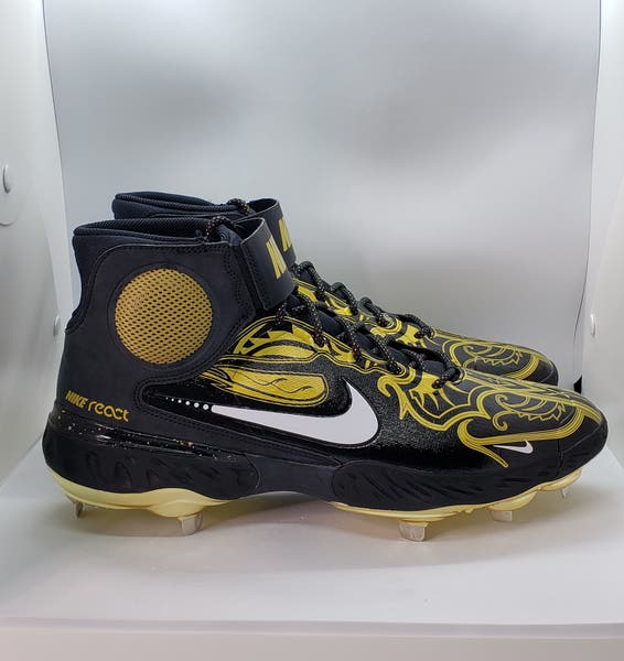 Nike React Alpha Huarache Elite 3 Mid Metal Baseball Cleats Black
