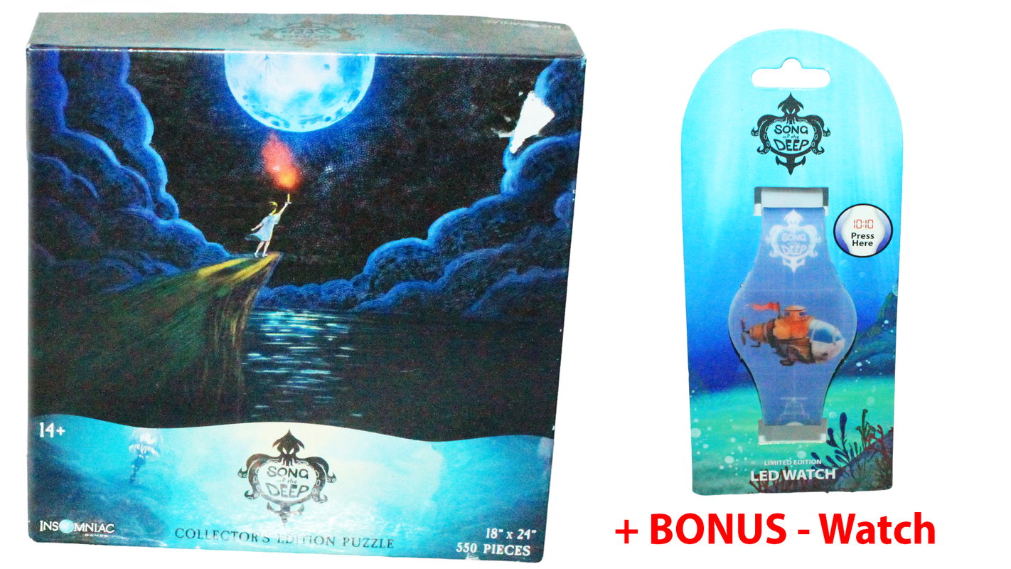 2 Lot - Song Of The Deep 550 Piece Puzzle 18x24 + LED Watch - Gaming Series 2016
