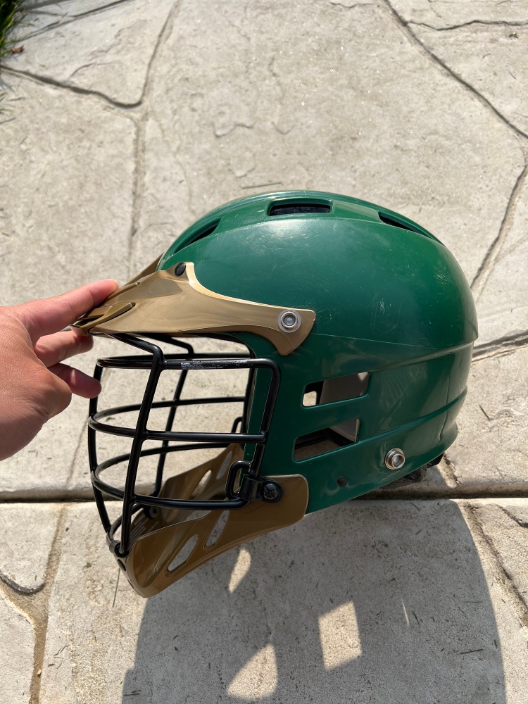 CASCADE Lacrosse Helmet CLH-2 Model SPR Fit - Green Gold One Size Full Face Mask