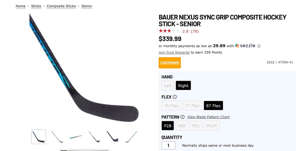 Bauer Nexus Sync Grip Senior Hockey Stick (2022)