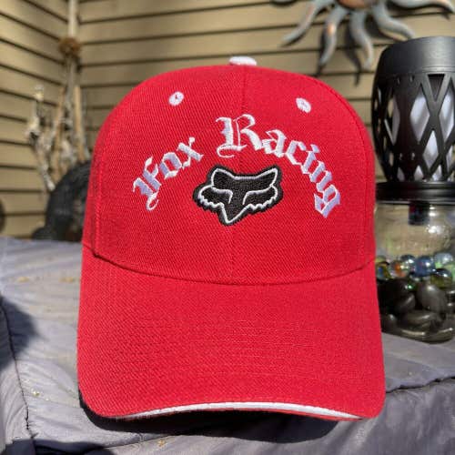 Vintage Fox Racing Motorsports Red Strapback Adjustable Hat Cap