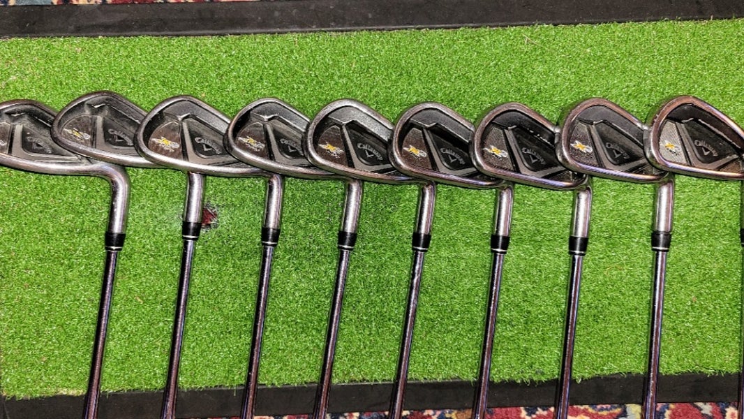 MENS Used Callaway Right Handed X2 Hot Iron Set Regular Flex 9 Pieces Steel Shaft