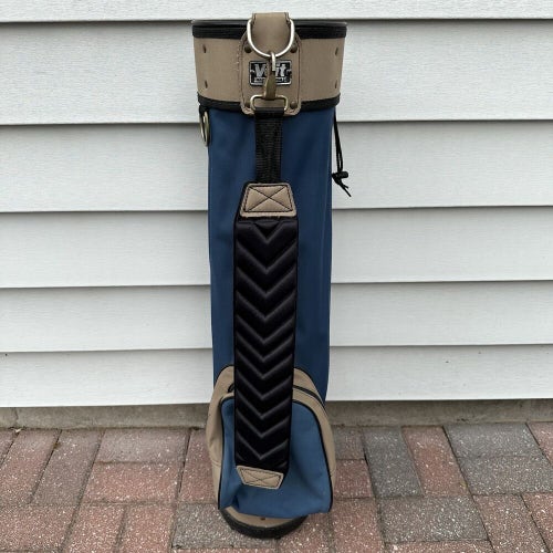 Vintage Voit Golf Carry Sunday Bag Blue Beige Black 3 Way Dividers Lightweight