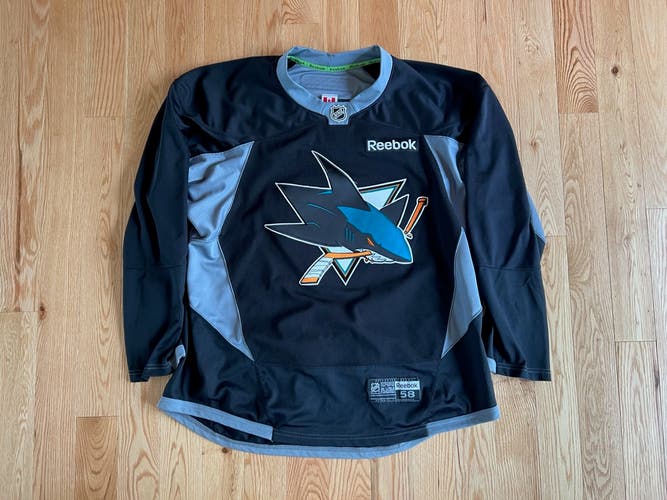 Pro Stock San Jose Sharks MiC Black Used Size 58 Men's Reebok Practice Jersey