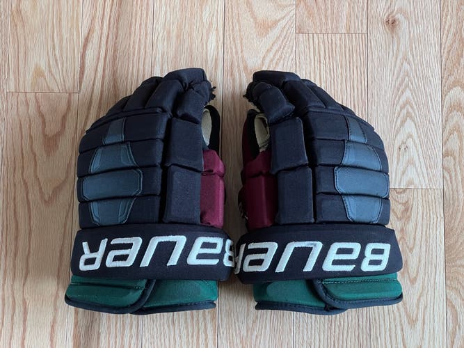 Clayton Keller Arizona Coyotes Kachina Used Bauer 4 Roll Gloves 13" Pro Stock
