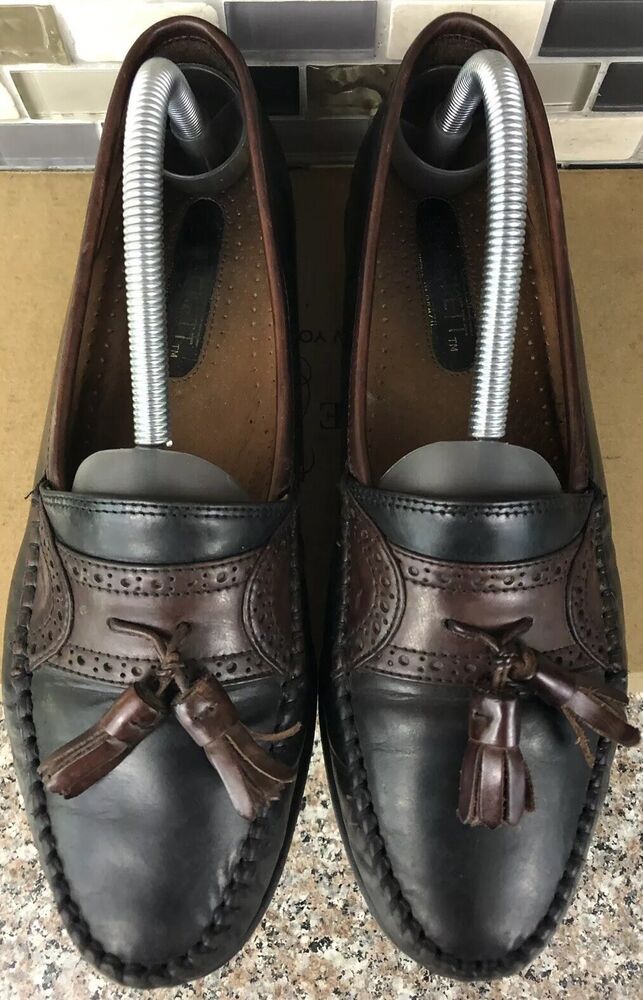 JT BECKETT Black Brown Kiltie Tassel Wingtip Loafer Dress 