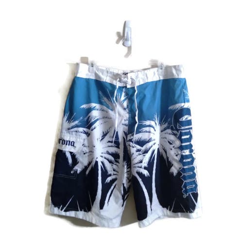 Corona Mens All Over Print Palm Trees Multicolor Swimming Board Trunks Sz XLarge