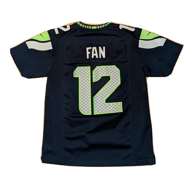 NIKE SEATTLE SEAHAWKS 12TH MAN FAN JERSEY Youth Medium NFL Football Blue  Home