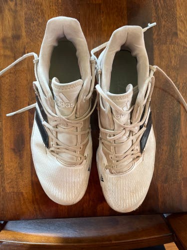 White Kid's Molded Cleats Low Top Adizero Afterburner