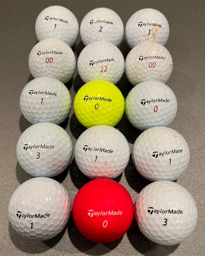 (15) Taylor Made golf balls Soft / Tour Response Project a RBZ (used/recycled) LotS1