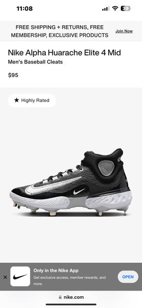 Nike alpha huarache elite 4 Baseball Cleats Size 10.5