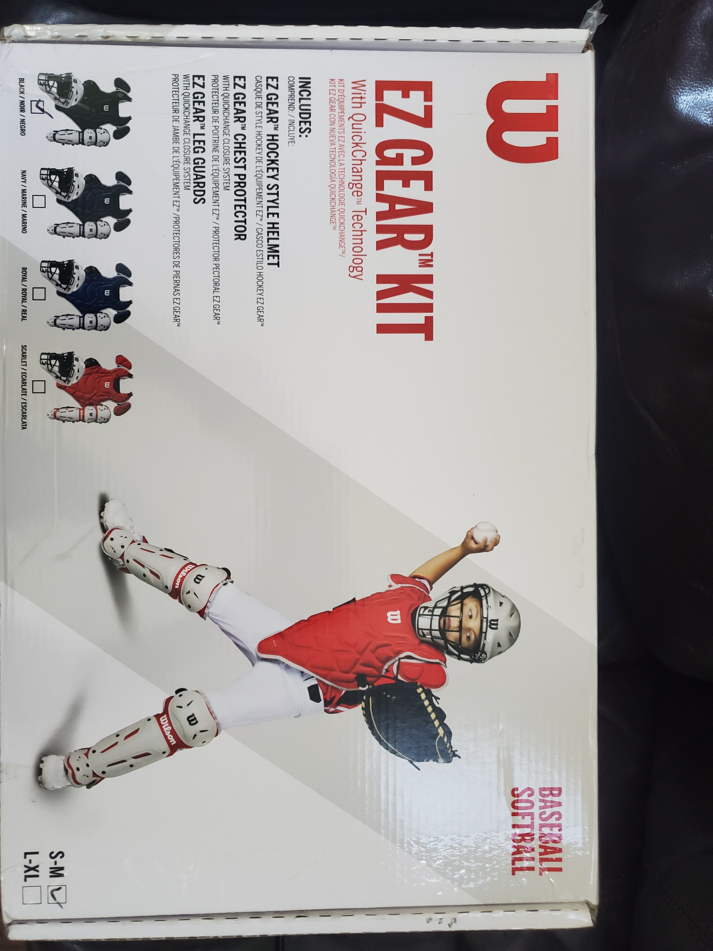 Kit Complet Receveur Wilson EZ GEAR Taille Petit-Moyen Jeunesse (Masque, Plastron, Protège-Tibia)