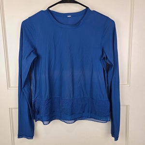 LULULEMON Women's Long Sleeve Shirt Ruffle Detail Blue Size ~8