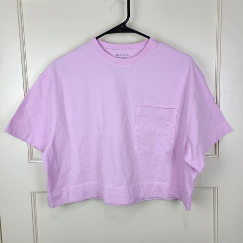 Athleta Short Sleeve Oversized Cropped Pocket T-Shirt Pink Women's Size XXS