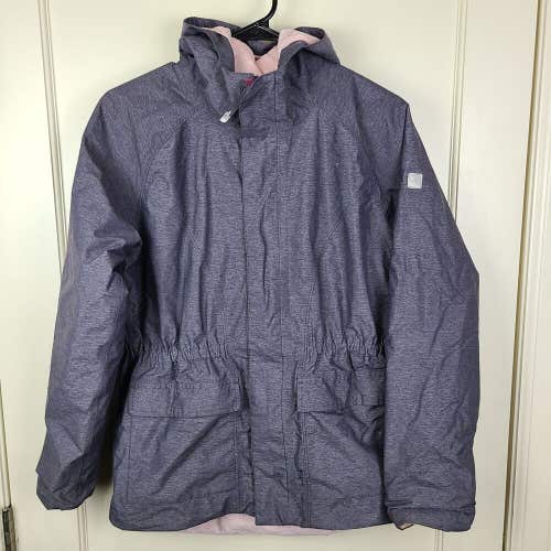 The North Face Girl's Dryvent Fleece Lined Jacket Heather Gray Hood Size XL (18)