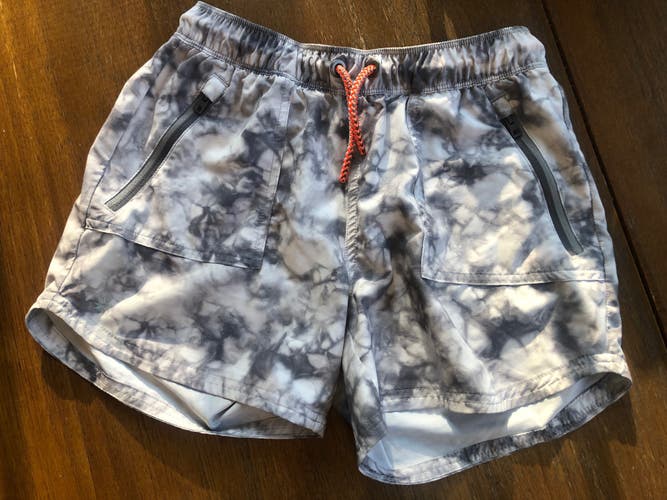 Athleta Gray & White "Marbled" Elastic Waist Drawstring Shorts - Size Girls XL/14