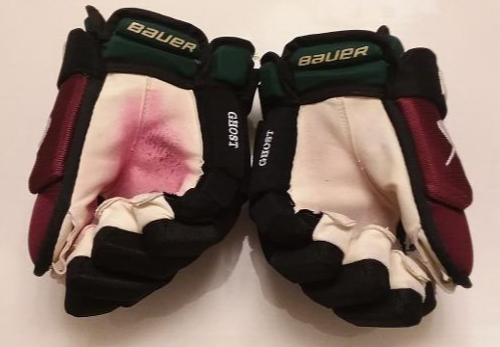 ARIZONA COYOTES Shayne Gostisbehere game-worn throwback Bauer Vapor X gloves (14 inch) 2022-23