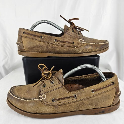 Redhead Mens Boat Shoes Brown Leather Moc Toe Casual  Size 10.5M Loafers Mocs