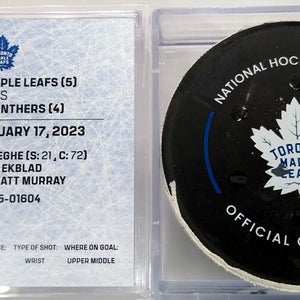 1-17-23 CARTER VERHAEGHE Florida Panthers vs Maple Leafs NHL Game Used GOAL Puck