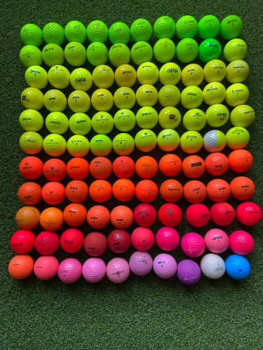 110 ASSORTED COLORED GOLF BALLS