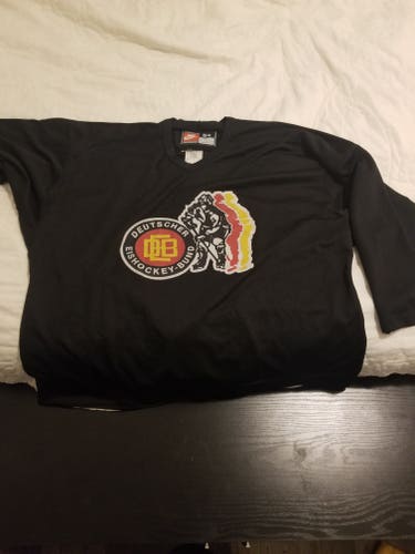 Germany IIHF Black Used Size 54 Men's Nike Practice Jersey