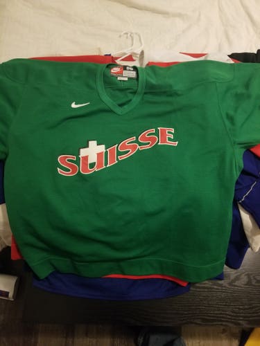 Switzerland IIHF Green Used Size 56 Men's Nike Practice Jersey