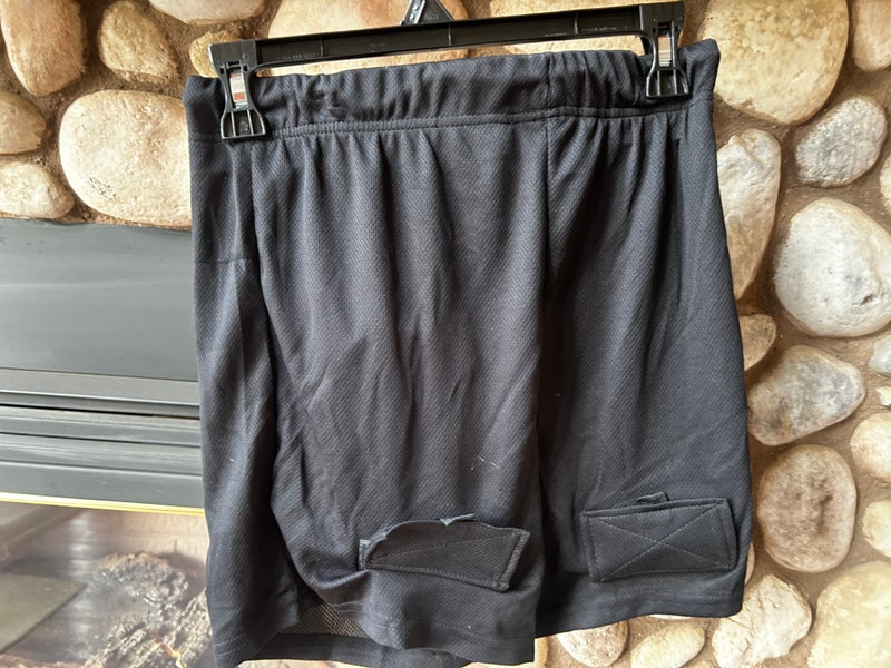 New - Powertek Mesh Black Hockey Shorts with Velcro Tabs for socks and Cup  - Jr - Small