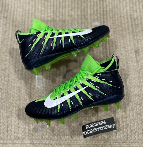 Nike Alpha Menace Elite Football Cleats Green Navy Blue 877140-318 Men size 10.5