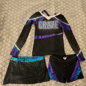 Allstar Craze Adult SM Cheerleading Uniform - Black with Purple Highlights