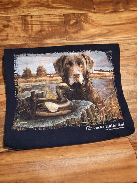Vintage 2000s Ducks Unlimited Hunting Dog Animal Nature Lab Retriever Shirt XL