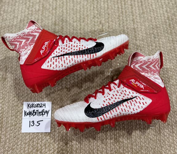 Nike Alpha Menace Elite 2 TD Football Cleats White Red BV2077-107 Men's size 13.5