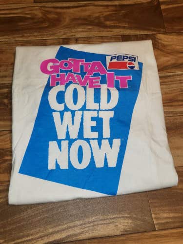 Vintage Rare Pepsi Gotta Have It Cold Wet Now Soda Snack Promo White T Shirt XL