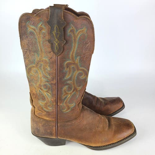 JUSTIN Square Toe Western Boots Womens 11 B Stampede Sorrel Apache Durant L2552