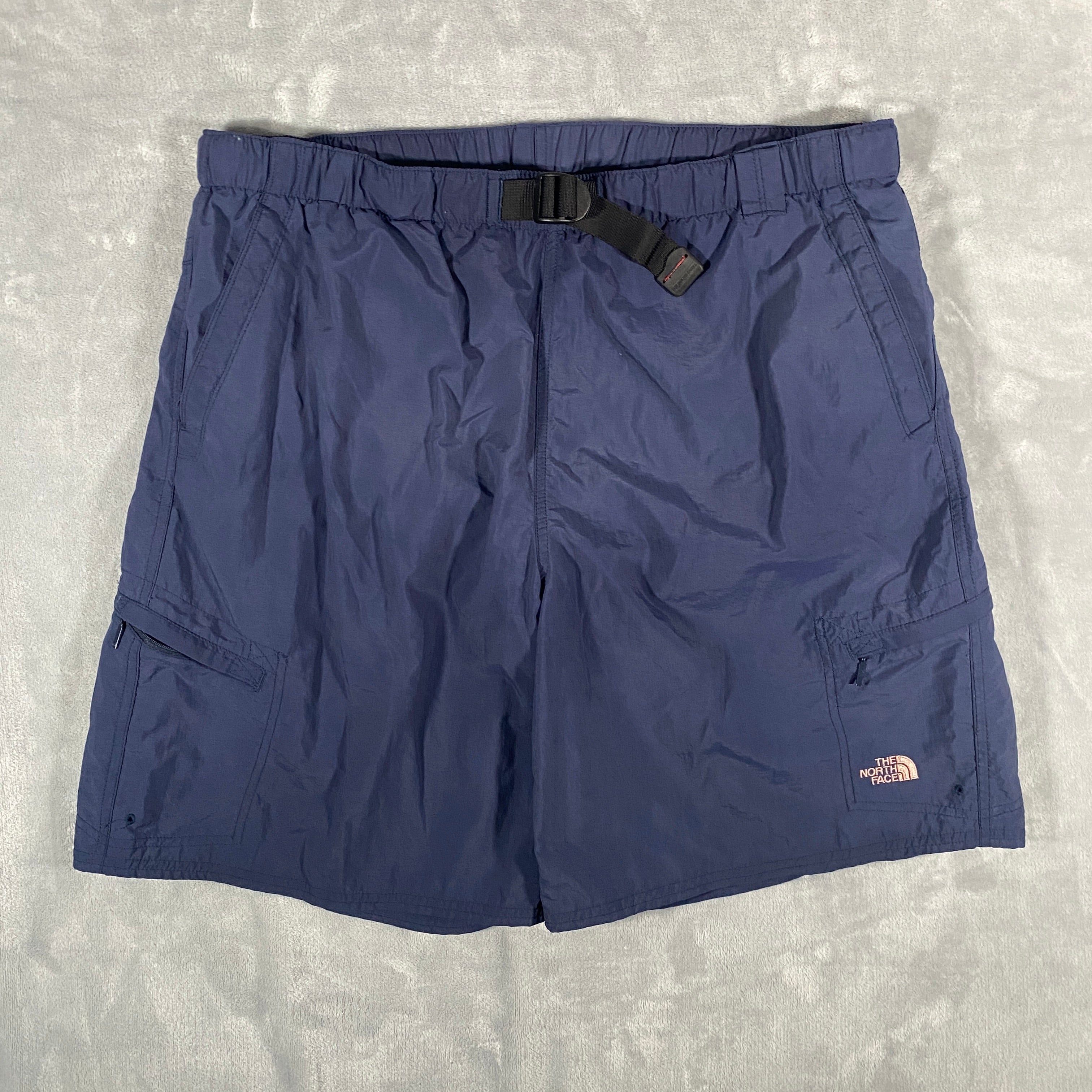The North Face Mens Shorts Size XL Blue Hiking 100% Nylon Mesh Lined Zip  Pockets