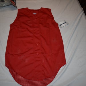 NEW - Champro Mesh Button Up Jersey, Red, Youth XL