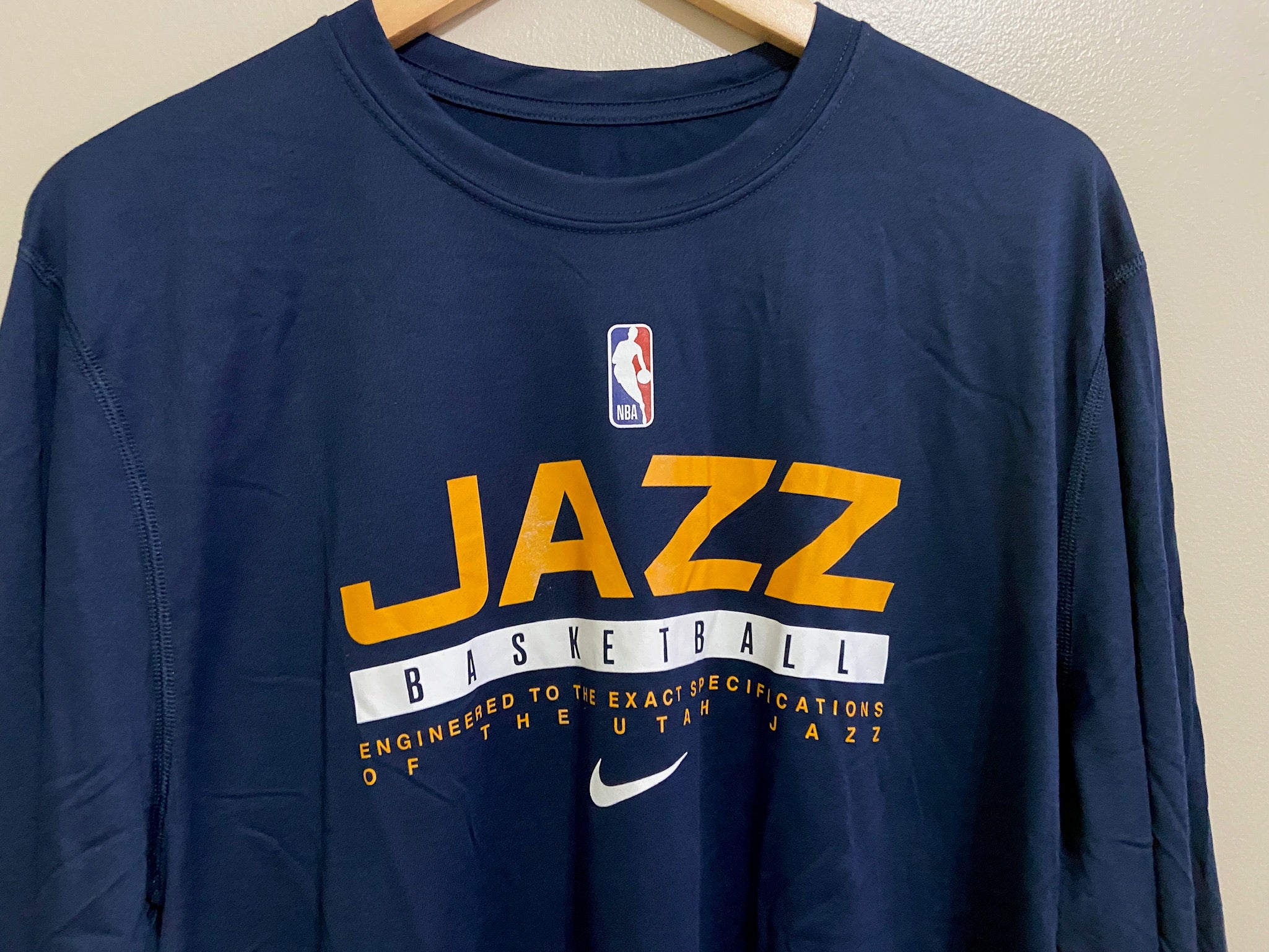 Utah Jazz Nike Dri-Fit Long Sleeve Shirt Men's Black New XL