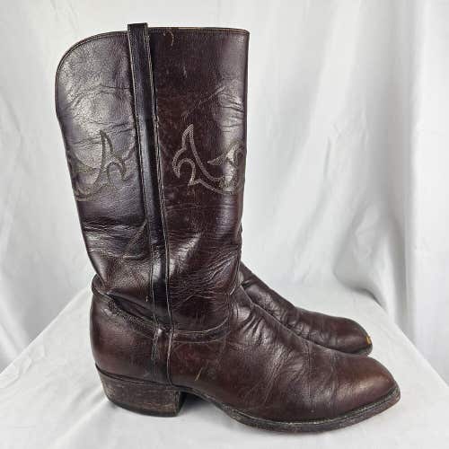 Vintage El Dorado 9144 USA Cowboy Western Boots Brown Leather Mens 11.5D