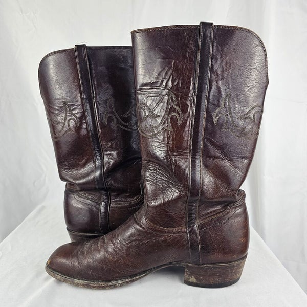 Vintage El Dorado 9144 USA Cowboy Western Boots Brown Leather Mens 11.5D