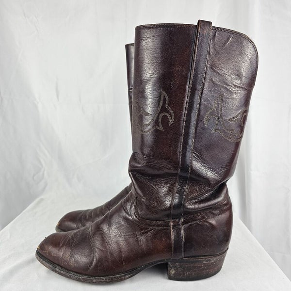 Vintage El Dorado 9144 USA Cowboy Western Boots Brown Leather Mens 11.5D
